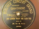 BERLINER CONCERT GRAND GRAM-O-PHONE BRASS INSCRIBED FAVOR SHE LISPED WHEN SHE SA