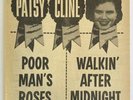 Large RARE Patsy Cline 1957 Record Ad - Walkin’ After Mudnight - NO LP