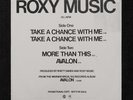 ROXY MUSIC Take A Chance With Me b/w More Than This + Avalon (1982 Promo 12inch)