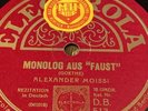 12 Schellack- Alexander Moissi Monolog Aus Faust - An Den Mond Wunderbare Platte