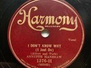 JAZZ: ANNETTE HANSHAW - ‘I DON’T KNOW WHY’ HARMONY 78, BENNY GOODMAN CLARINET