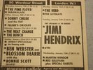 PINK FLOYD JIMI HENDRIX Live At Marquee London 1967 Original MM ADVERT/POSTER