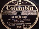 Piaf La Vie en Rose & un Refrain Courait dans la Rue French Columbia 78rpm 10