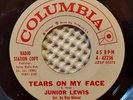 JUNIOR LEWIS Tears On My Face Orig '61 COLUMBIA Mod Popcorn Soul Promo 45 VG++