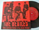 The Beatles single 45 She Loves You 1st press Parlophone R 5055 Sweden Exc/VG++