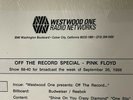 Pink Floyd-Off The Record-9/26/88-Westwood One-2xLP-Radio Show + Cue-NM/NM