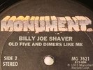 Billy Joe Shaver Old Five And Dimers Like Me LP 1973 Vinyl Monument MG 7621