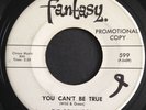 Rare 1965 FANTASY 599 DJ Rock 45 THE GOLLIWOGS Pre Creedence YOU CANT BE TRUE