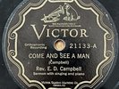 REV E.D. CAMPBELL Come And See A Man VICTOR PRE WAR BLACK GOSPEL 78 RARE