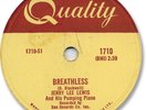 1958 JERRY LEE LEWIS Rock’n Roll 78 RPM Record. Breathless