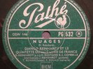 78 RPM DJANGO REINHARDT Nuages / Les Yeux Noires Pathé PG 532 FRANCE-1952 EX