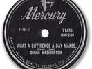 Super Rare 1959 DINAH WASHINGTON Pop 78 RPM Record What a Difference a Day Makes