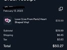 Taylor Swift Lover (Live From Paris) Heart Shaped Vinyl SOLD OUT - IN HAND