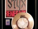 STYX RENEGADE 45 RPM GOLD RECORD RARE NON RIAA AWARD