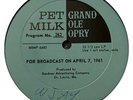 Grand Ole Opry Pet Milk Radio Broadcast Vinyl LP April 7 & 14 1961 Patsy Cline