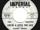 DANNY OWENS Youre A Little Too Late WL 45 ORIG '61 US IMPERIAL NORTHERN SOUL VG+