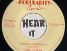 Rockabilly Piano Rocker Bennie Hess 45 CARL GREENE Nashville Boogie POPULARITY