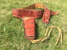 Vintage Hand Tooled Western Cowboy Holster Belt & Bullet Loops