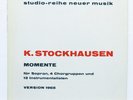 STOCKHAUSEN momente ALFONS & ALOYS KONTARSKY, MARTINA ARROYO ⸺ WERGO LP NM