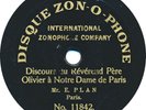 7“ 78 RPM - Discours du Révérend Père Olivier à Notre Dame de Paris 1901