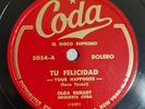 Olga Guillot Tu Felicidad Sangre Son Colora Coda 5054 Latin 78 RPM HEAR