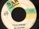 THE VALENTIONS TIRED OF LIVIN IN THE COUNTRY/ITS ALL OVER NOW VINYL 45 48-149