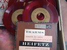 serge koussevitzky brahms concerto for violin 45 set Heifetz VG  5 RED VINYLS