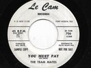 THE TEAM MATES 45RPM '59 LE CAM YOU MUST PAY TEXAS DOO WOP VOCAL PROMO VG++