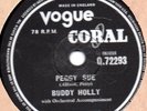 Buddy Holly 78 rpm  Peggy Sue / Everyday VERY RARE EARLY ISSUE ON VOGUE CORAL