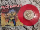 IRON MAIDEN NUMBER OF THE BEAST 45 7 RARE 1982 1ST EMI UK RED VINYL 4-PRONG CTR.
