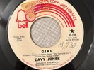 Rock Promo 45 Davy Jones - Girl/Take My Love BELL Rare Monkees