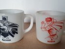 RARE Vintage 1966 BATMAN and ROBIN Set of 2 WESTFIELD Heat Proof Milk Glass Mugs