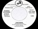 *PRISTINE* BEATLES GEORGE HARRISON 'THIS SONG' MONO DJ PROMO & DARK HORSE SLEEVE