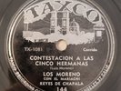 Los Moreno Contestacion A Las Cinco Hermanas Marijuana Reefer Latin 78 RPM HEAR