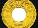 SUN 192 - Little Juniors Blue Flames - Mystery Train / Love Baby  45 Push Marks