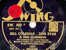 Bill Coleman & Don Byas : Liza / Yesterday DISQUE 78 rpm SWING SW. 300