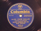JAZZ BERNIE CUMMINS Alice From Dallas / CLYDE MCCOY  BLUE WAX COLUMBIA 2874  E