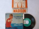 45T   Johnny Hallyday ‎ , L'IDOLE DES JEUNES languette + publicité MADISON
