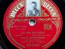 LOUIS ARMSTRONG -  'LA VIE EN ROSE/ C’EST SI BON’ PICTURE LABEL DECCA 78