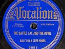 PRE-WAR HILLBILLY 78-BILLY COX & CLIFF HOBBS (VOC 04077) BATTLE AXE & THE DEVIL