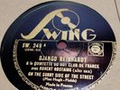 78 RPM -DJANGO REINHARDT - On The Sunny Side.../ I Won't Dance SWING OSW 419