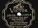 Victor #20851: Elder Richard Bryant-A Lie Was Told/A Wild Man In Town E/E-