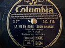 78 Rpm Personality, Edith Piaf 'La Vie En Rose' Columbia EX+