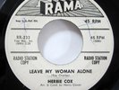 HERBIE COX 45 Leave My Woman Alone RAMA doowop The Cleftones Bd 165