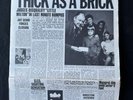 JETHRO TULL - THICK AS A BRICK VINYL LP. FOLDED NEWSPAPER. ORIGINAL PRESS. 1972.