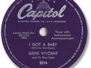 1957 GENE VINCENT Rockabilly 78 RPM Record. I Got a Baby. M-