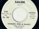 LITTLE JUNE & JANUARYS Burgers, Fries & Shakes Salem Doo Wop R&B Sheldon VG+ 45