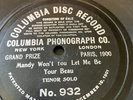 Columbia 7 Inch 78RPM Record #932 