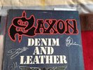 AUTOGRAPHED Vinyl Record SAXON Denim and Leather Vintage Original 1981