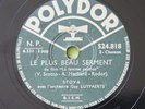 Stova Le Plus Beau Serment 78 Tours Polydor 524.818